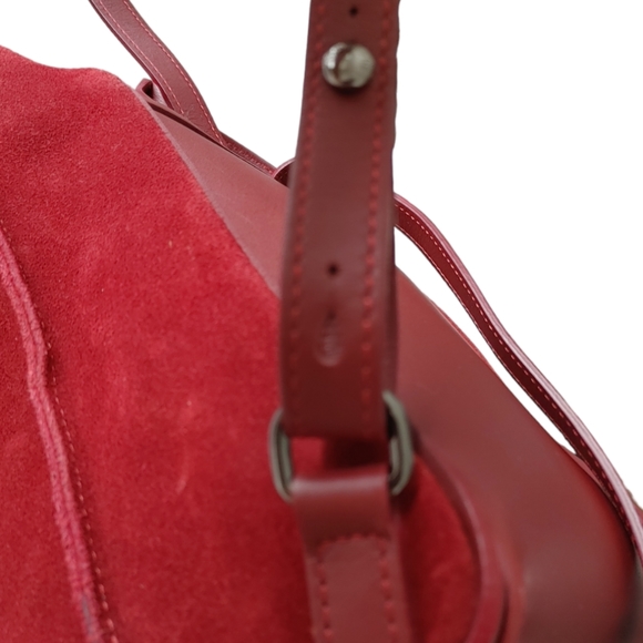 Longchamp Burgundy Suede & Leather Tassel Backpack - Picture 12 of 16